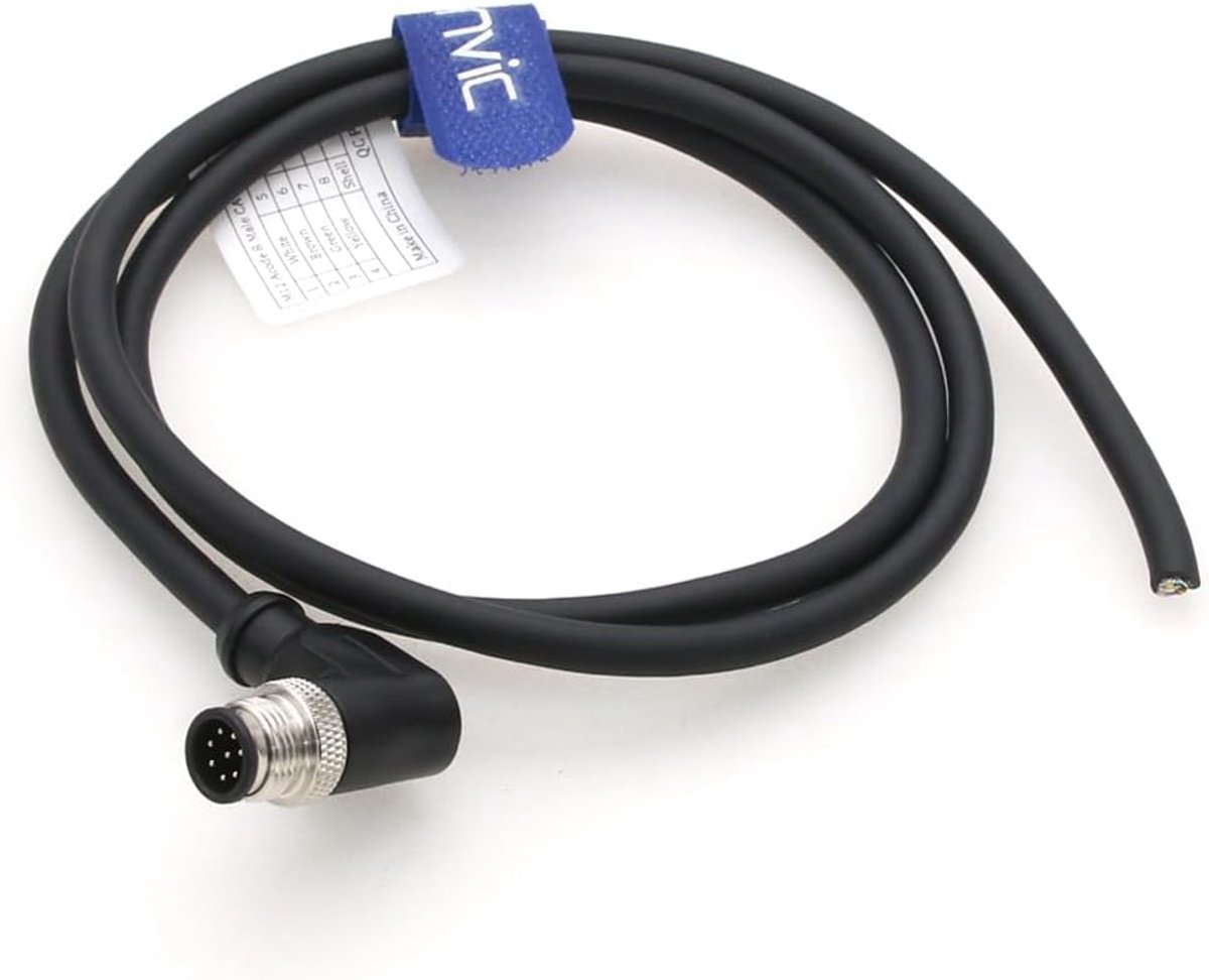 M12 sensor kabel 1m - 8-polige haakse stekker - waterdicht en corrosiebestendig - ideaal voor industriële toepassingen - ShopVlot