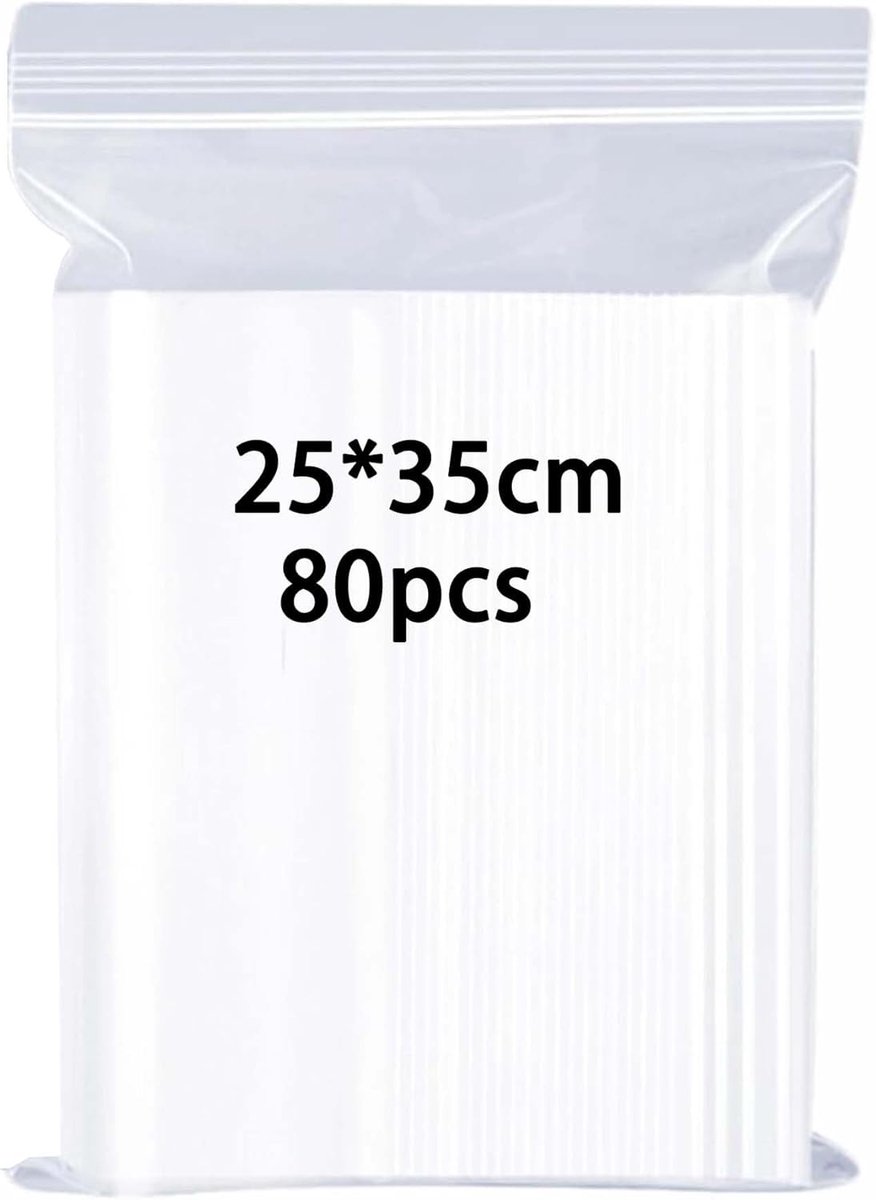 Resealable plastic bags 25x35cm - grip seal bags - 80 stuks - ideaal voor opslag en verpakking - ShopVlot