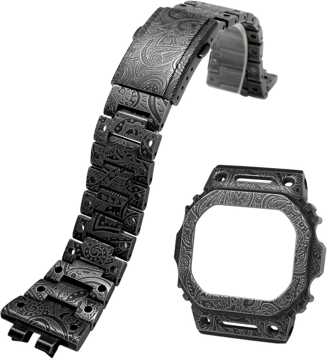 Metalen horlogeband met horloge behuizing - G-shock GMW-B5000 - Retro gravering - Stijlvolle upgrade - ShopVlot