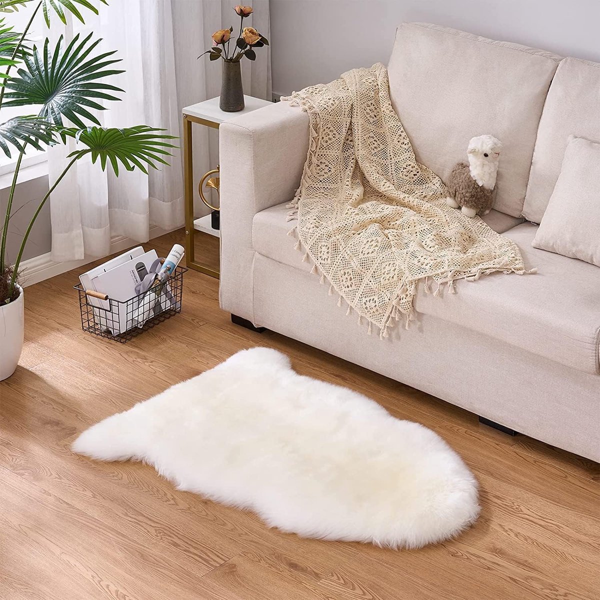 Synthetisch schapenvacht kussen 50 x 80 cm - kunstbont - warm en comfortabel - ideaal voor op de bank - ShopVlot