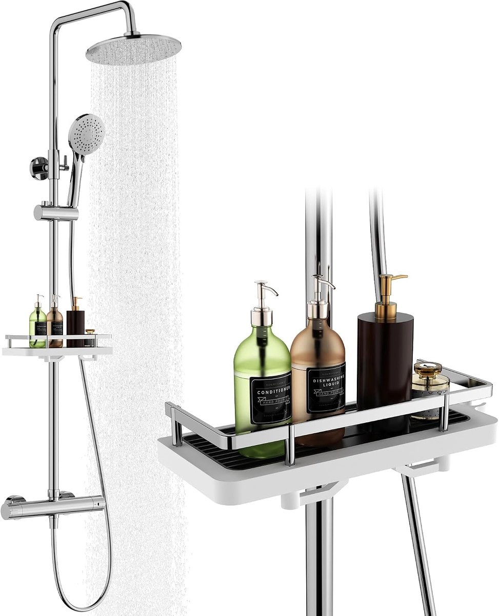 Douchesysteem met thermostaat - chroom - complete set met regendouche - veilig en comfortabel douchen - ShopVlot