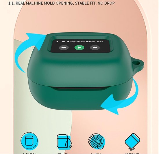 Hoesjes compatibel met JBL Live Beam 3, siliconen hoes, lichtgewicht, schokbestendig, draagbaar, legergroen — afbeelding 2
