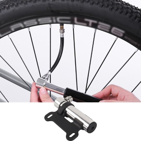 Mini Fietspomp - Handpomp Bandenpomp - Banden Oppompen - Compact Aluminium Ontwerp - 120 PSI - Zilver — afbeelding 3
