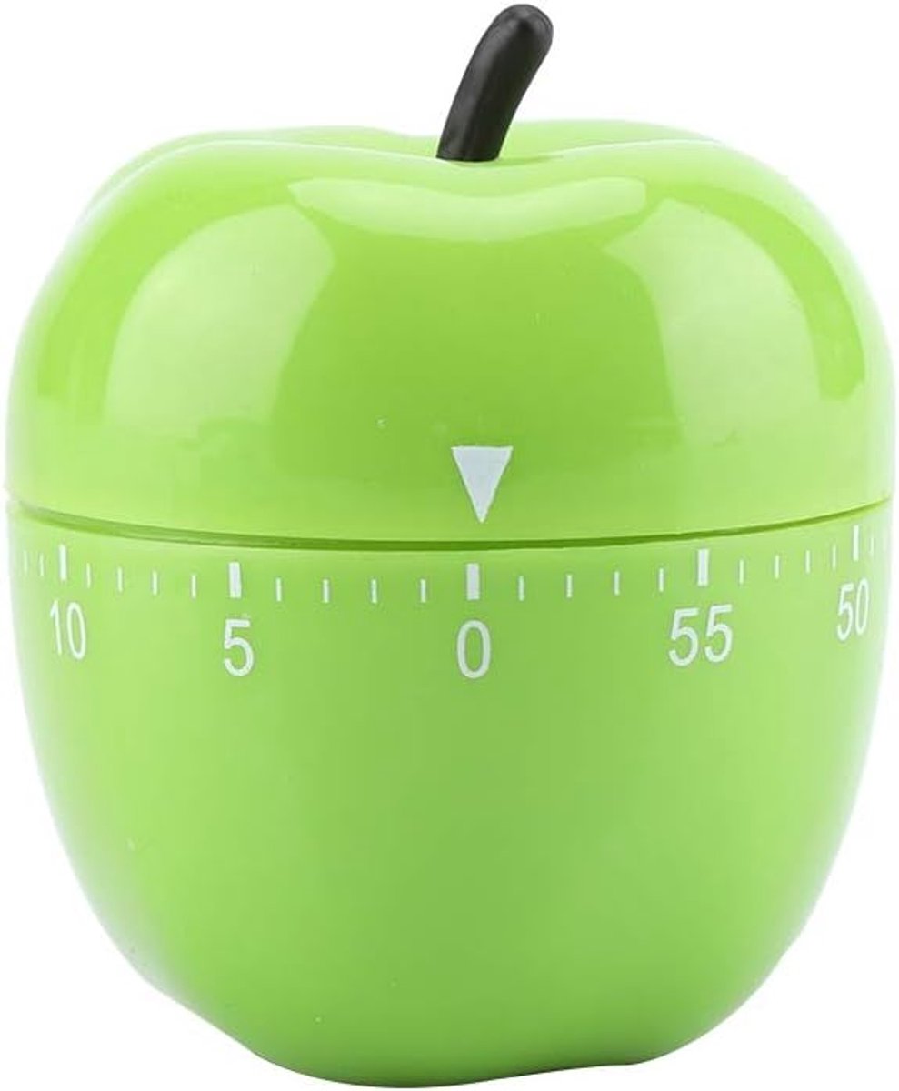 Tijdwekker, mechanisch keukengereedschap, tijdmeter, keuken, keukentimer, mechanische keukenwekker van ABS, tot 60 minuten, grappige eierwekker, groene vorm