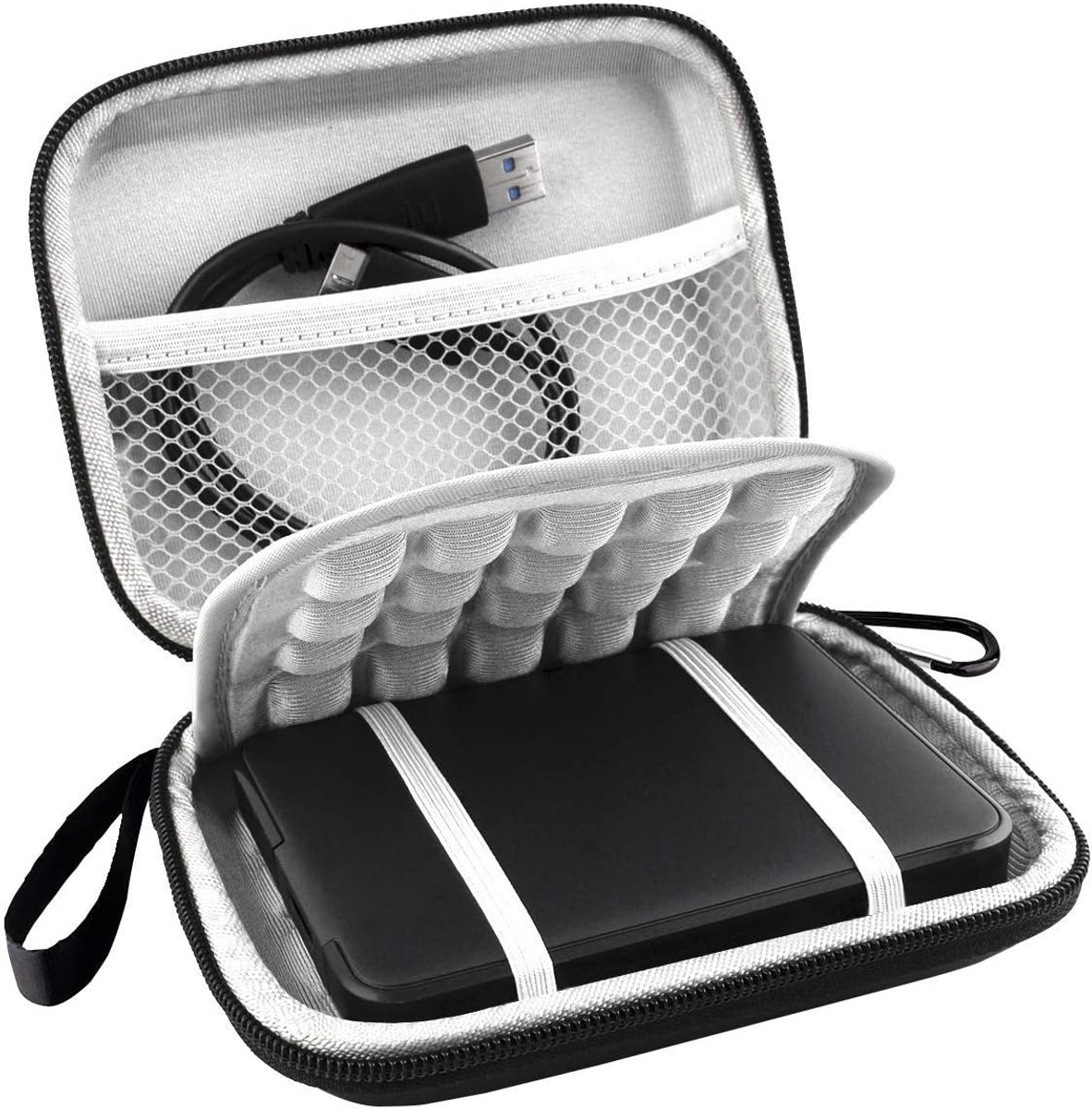 Externe Beschermhoes Harddrivetasse Harde Schijf Tas voor Western Digital WD Elements/WD My Passport Mac/WD My Passport Portable HDD 2.5 Inch 1TB 2TB 4TB 5TB USB 3.0 Storage Travel Case, Zwart