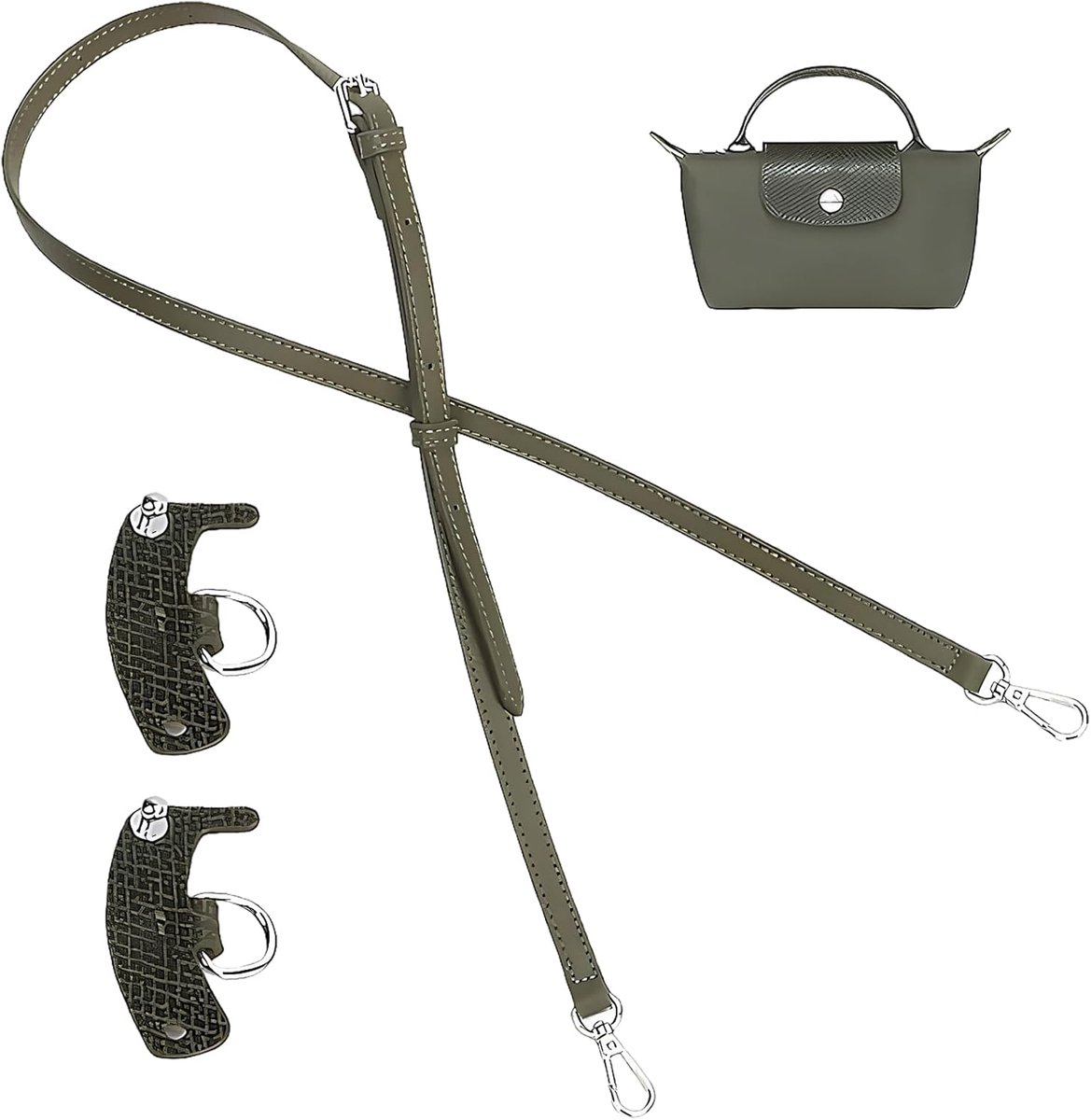 1 Stuk Compatibel met Longchamp Le Pliage Mini Strap Schouderriem Leren Tas Strap Schouderriem voor Tassen Leer Eenvoudige Installatie Bevat 2 Lederen Gesp