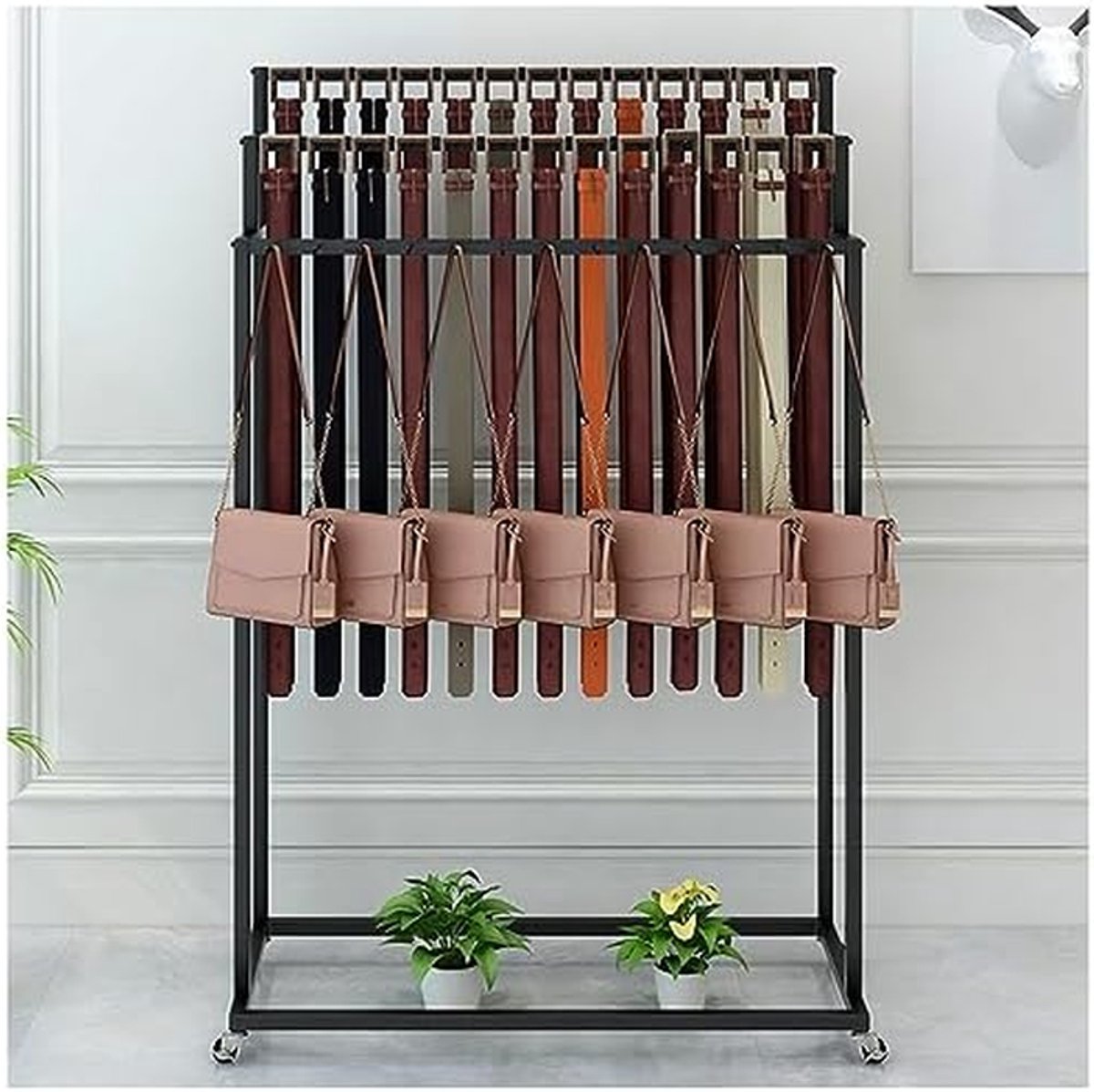 Riemhanger Displaystandaard - Accessoire Organizer - Accessoires Presenteren - Veelzijdige Haken - 60x40x150CM - Zwart