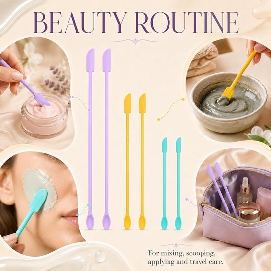 6 stuks siliconen lepels, mini set met dubbelzijdige siliconen spatels voor cosmetica, lotion, crème, make-up, hars, DIY, herbruikbare siliconen spatels, BPA-vrij, keuken- en — afbeelding 4