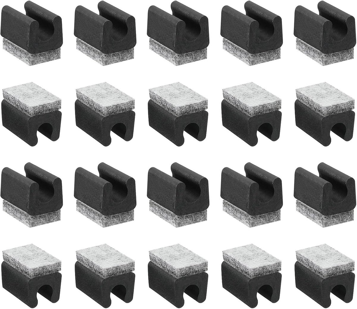 40 stuks U-vormige stoelpootbeschermkappen met vilten pads voor 10 mm metalen stoelpoten, zwart en grijs
