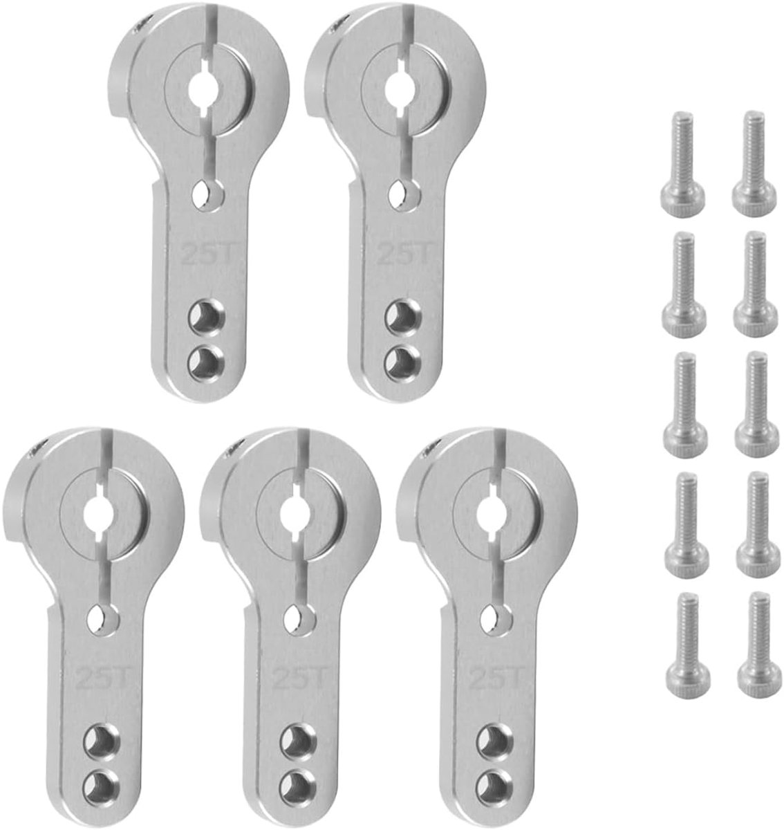 Servohoornarm 25T aluminium M3 voor Futaba Savox Xcore RC-auto en vliegtuig, zilver, verpakking van 5