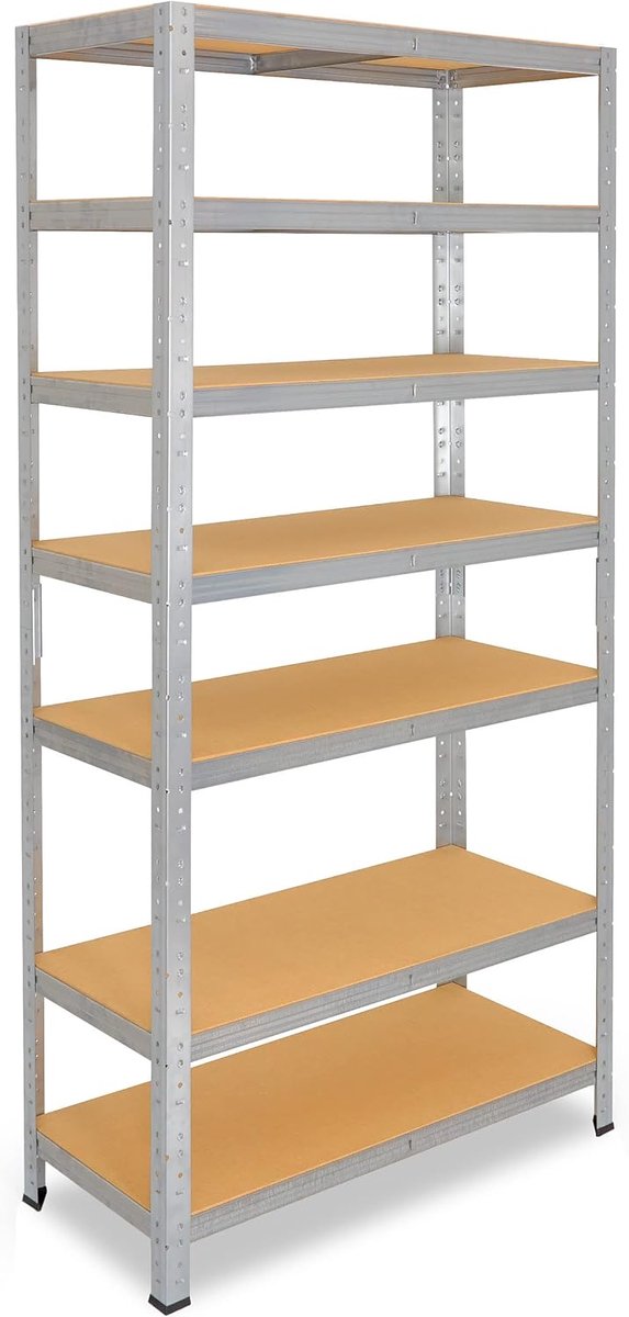 shelfplaza Home 200x60x23cm metalen stellingkast verzinkt: 7x125kg | stellingen Berging stelling Garagekast Metalen opslagstelling Opbergstelling Zware stelling Opslagrek Garage stelling