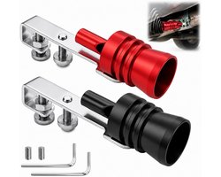 2 stuks uitlaat Sound Boost, aluminiumlegering, universele tuning-accessoires | Turbo Sound Simulator fluit, voor auto's op alle modellen, geluidsgenerator voor uitlaatpijp, geluidsbooster, rood en zwart