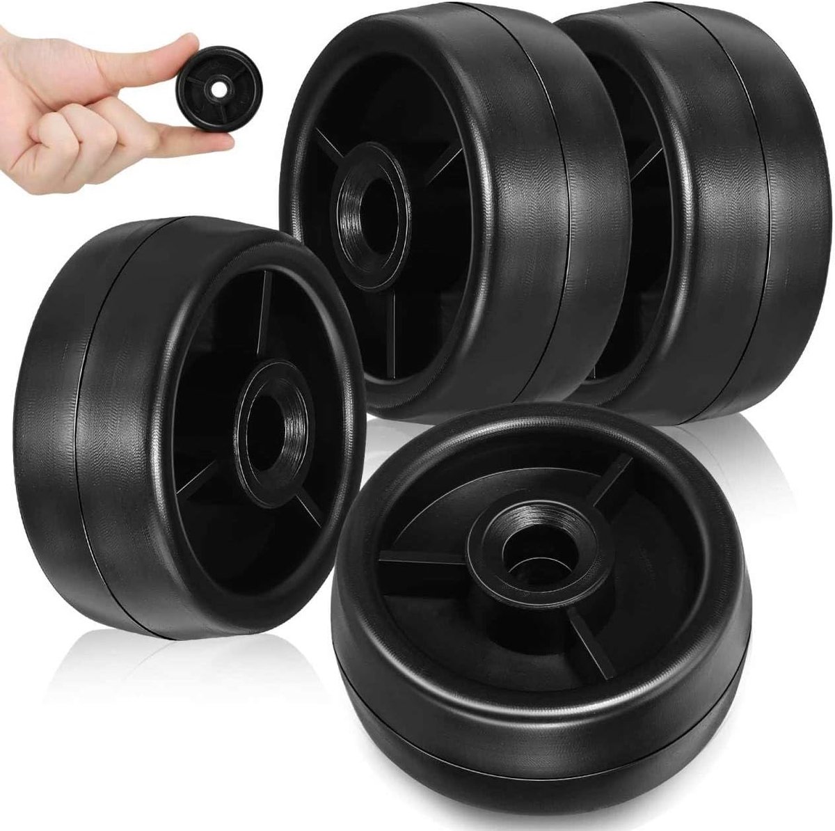 4 stuks universele kunststof wielen voor fitnessapparaten, stille loopbandrol, 50 mm, robuuste reserverol voor hometrainer, accessoires voor thuisfitnessstudio en sporttoestellen