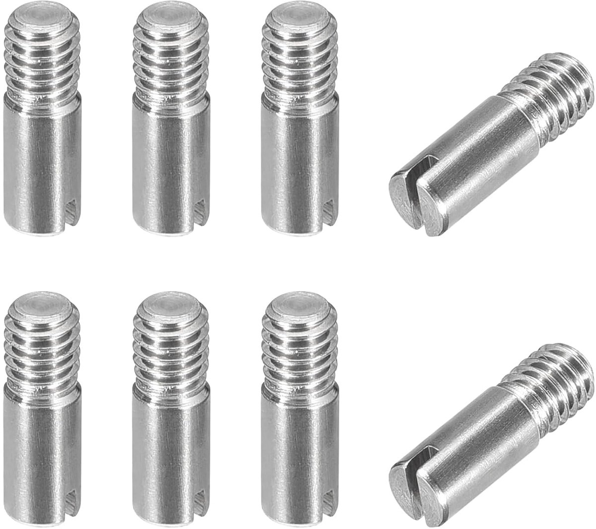8 stuks M4 x 12 mm sleufcilinderpen 304 roestvrij staal pluggen externe schroefdraadpositioneringsstift voor meubels kasten
