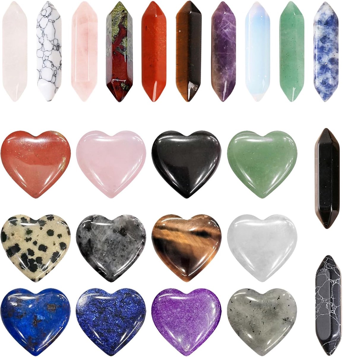 24 stuks helende kristallen set voor minnaar, kristalstenen met hart, zak palmstenen, Reiki genezende kristallen, chakrasteen voor energie, meditatie, balanstherapie, liefdescadeau voor Valentijnsdag