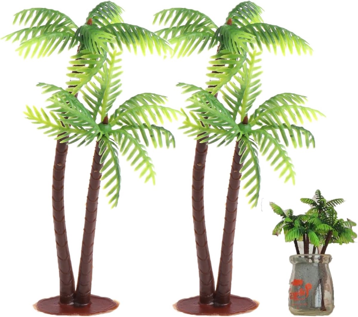 2 stuks kunstmatige miniatuur kokospalmen, modelpalmen voor modelbouwlandschap, woondecoratie
