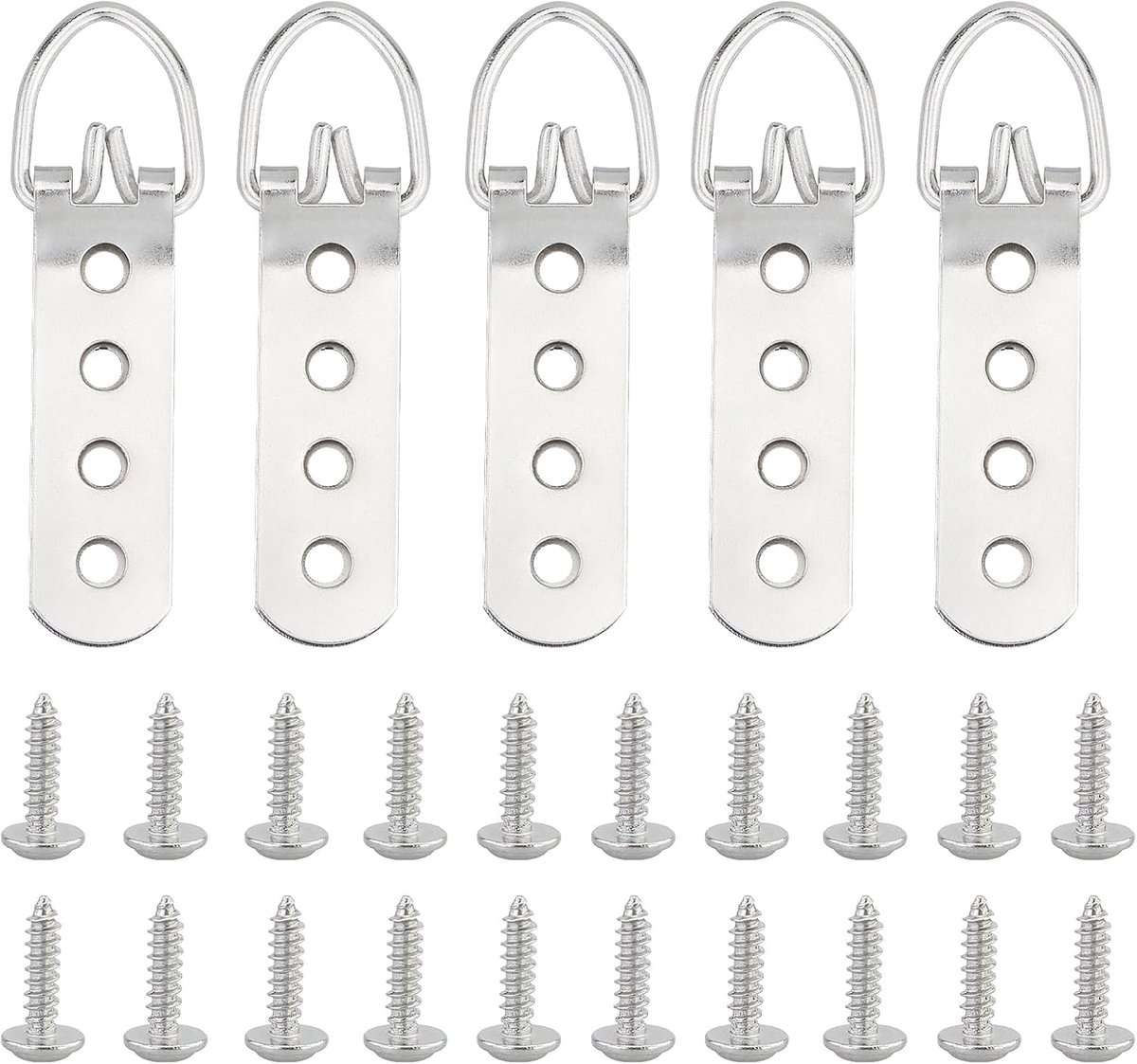 5 stuks 4-gaats fotohangers voor zware foto's, D-ring-fotohangers, superzware foto-/spiegel, kledinghanger, robuust met schroeven voor het ophangen van kunstwerken