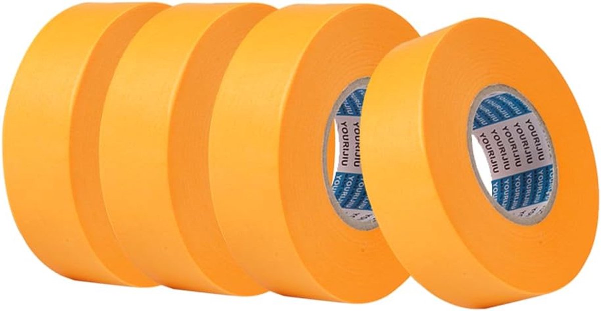 4 rollen afplakband, 24 mm x 50 m, goud | Schildertape voor nauwkeurig afplakken, geschikt voor schilderen en renoveren, gemakkelijk te verwijderen zonder resten