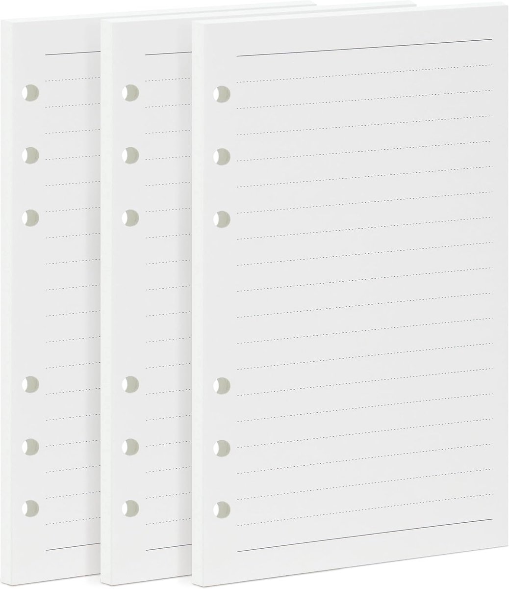 navulbladen, gelinieerd, 135 vellen, 100 g/m² papier voor 6-ringband met 6 ringen, 171 x 94 mm, kraftpapier, map, accessoires, notitieboek, navulbladen, kantooraccessoires, schrijfschrijfpapier
