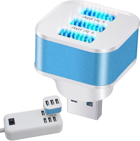 USB Hub - Poort Uitbreider - Data Overdracht - 3 Poorten - 5 Gbit/s - Blauw — afbeelding 5