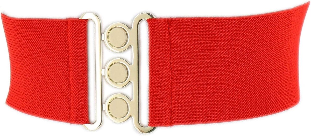 - Elastische damesriem, brede riem met gesp met 3 knopen, vintage stijl, GLORIA Made in France