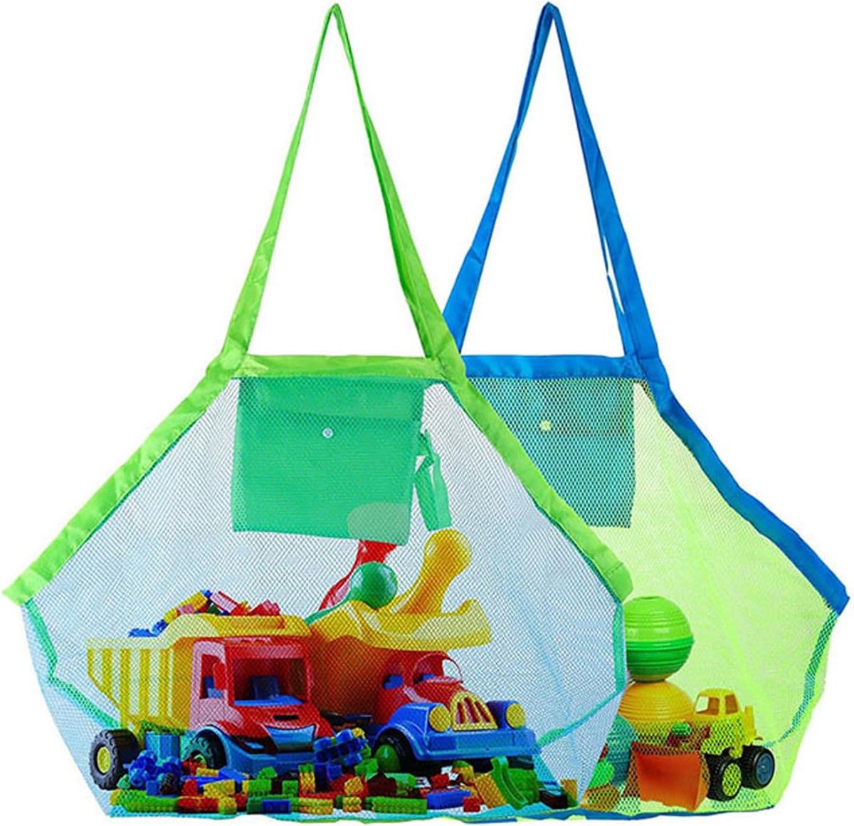 2 stuks, grote nettas, strandtas voor zandspeelgoed, waterspeelgoed, nettas, strand, opbergtas, opvouwbare opbergzak, strandtas voor familie, vakantie