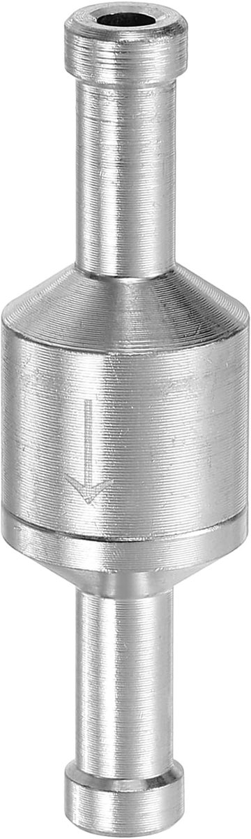 6 mm (1/4 inch) terugslagventiel, wegwerp-terugslagventiel, slangaccessoires, aluminiumlegering, voor benzine, diesel, gas, zilver