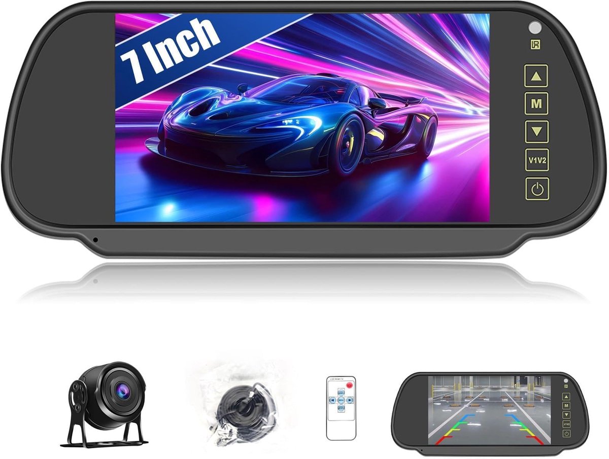 Achteruitrijcameraset 7-inch LCD - 1080P camera met nachtzicht - IP69 waterdicht - ideaal voor vrachtwagen/bus - SnelShoppen