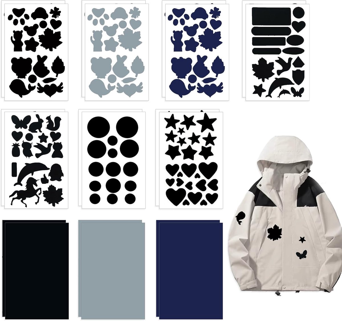Reparatie Set, 20 Vellen Zelfklevende Patches Stof, Waterdichte Donsjack Reparatie Patches voor Jassen Tenten Bovenkleding