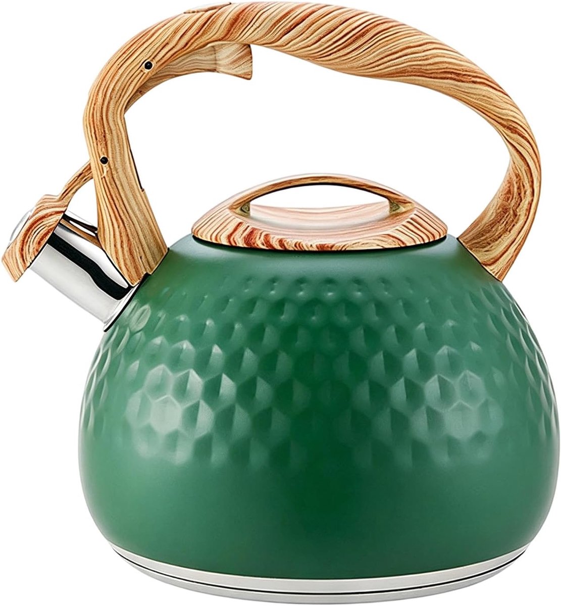 3L roestvrij staal, theepot voor inductie, ergonomische handgreep | roestvrij staal, ideaal voor keuken, camping, kantoor. Geschikt voor gas-, inductie- en elektrische fornuizen, groen