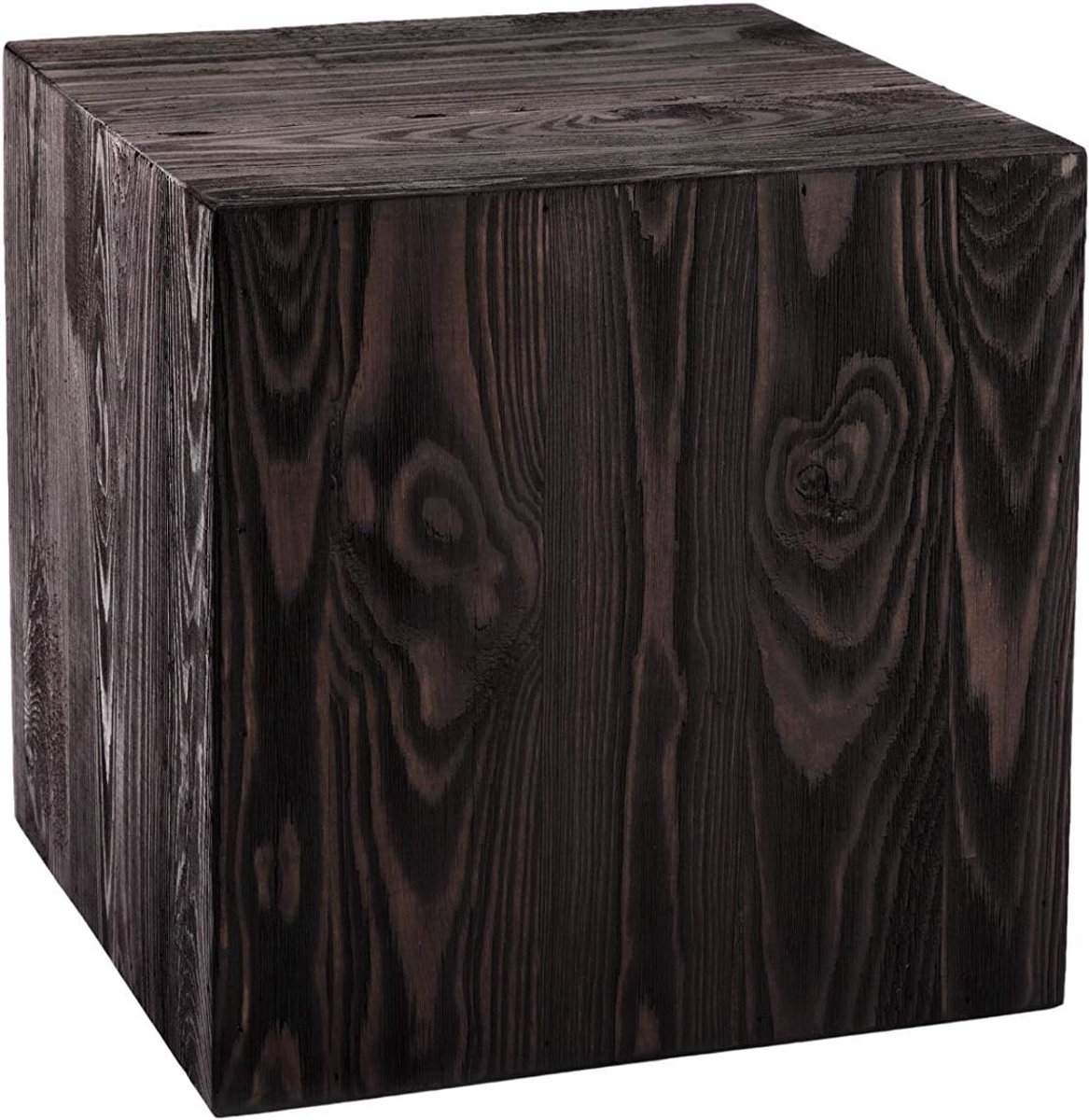 Zuil, Rustieke decoratieve zuil, Boomstamdecoratie, Vloerlantaarnstandaard, Houten plantenstandaard, Stevig en duurzaam, Zwart, 30x30x30 cm