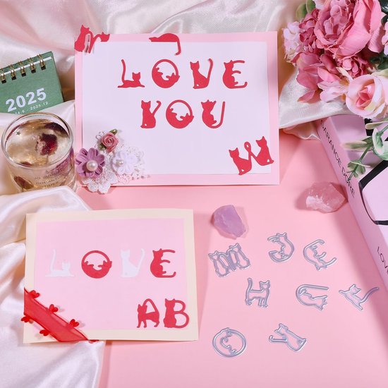 Kat Alfabet Snijden Dies voor DIY Scrapbooking Metalen Kat Letter Snij Dies Artiest Snijmal voor Kaarten Maken Embossing Fotoalbum Ambachten Decor — afbeelding 3