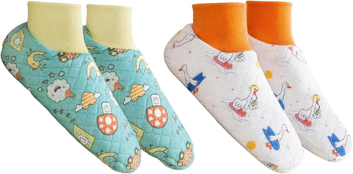 Korte Knuffelsokken met Schattig Motief – 2 Paren Ademende, Lichte & Warme Sokken voor Thuis