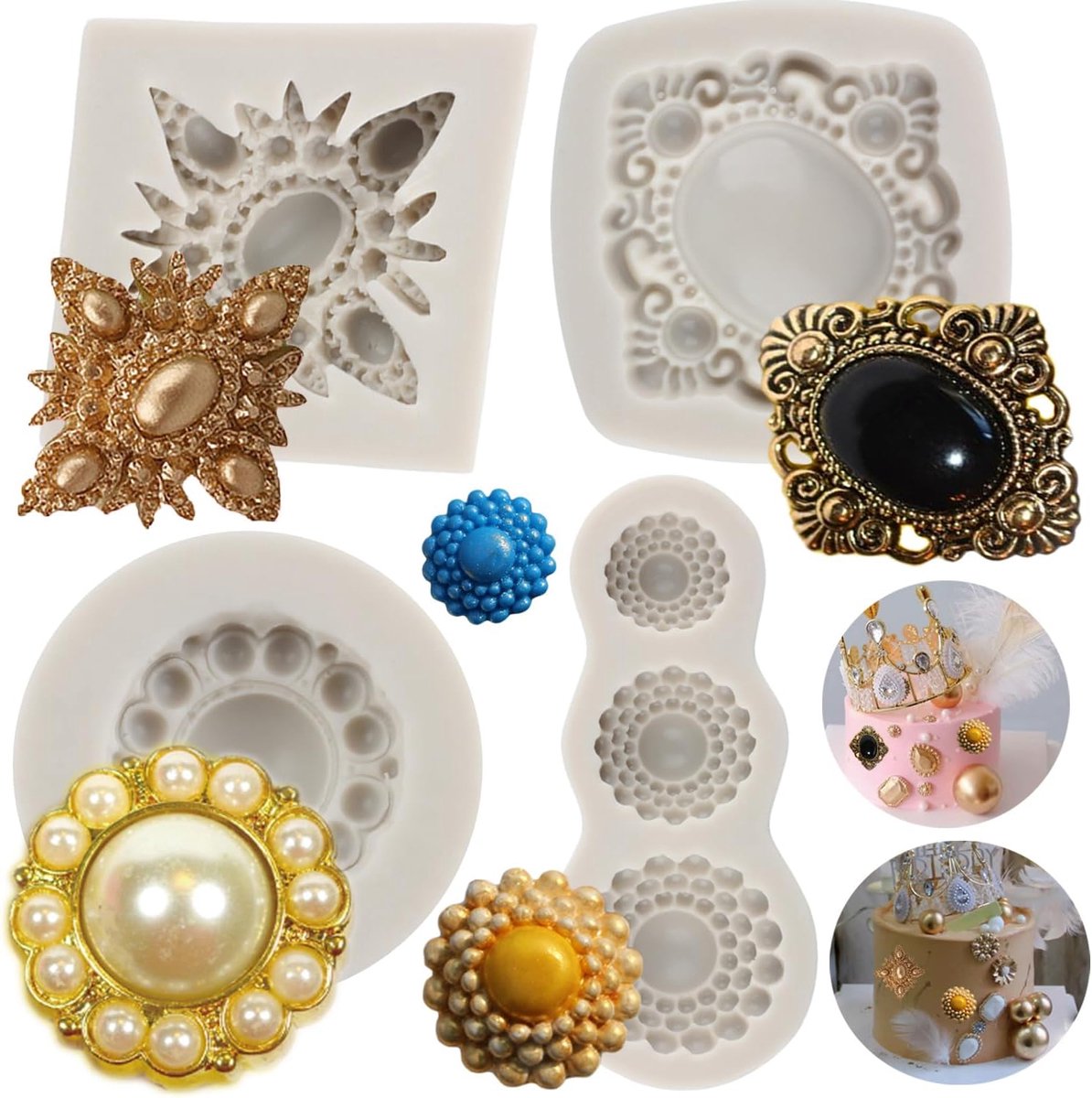 broche siliconen mal edelstenen fondant mallen voor taart decoratie kauwgom pasta cupcake topper snoep chocolade polymeer klei set van 4