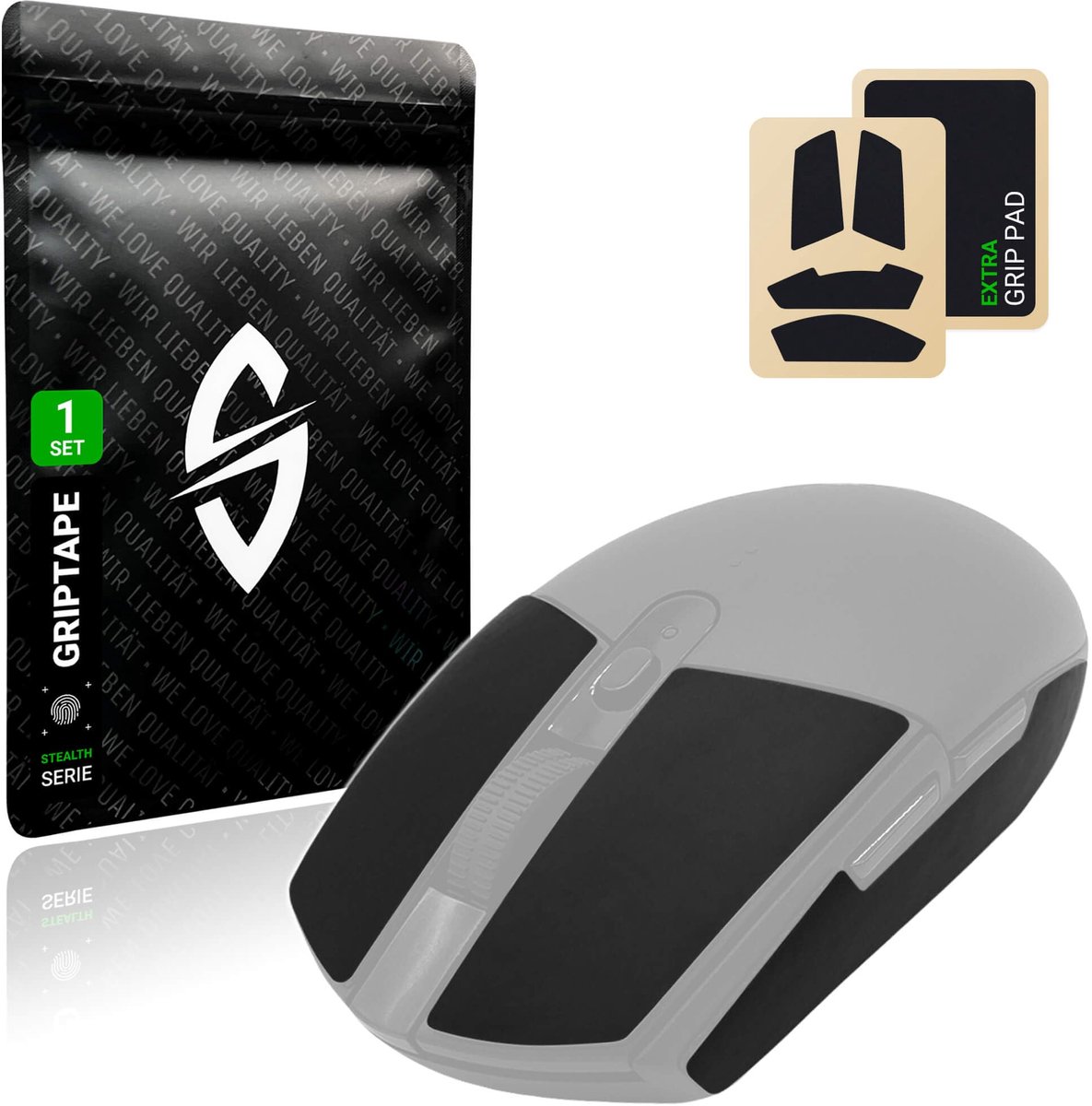 Gaming Muismat Grip Tape Set - Zwart, Antislip, Zweetabsorberend - Verbeter grip en controle - SnelShoppen