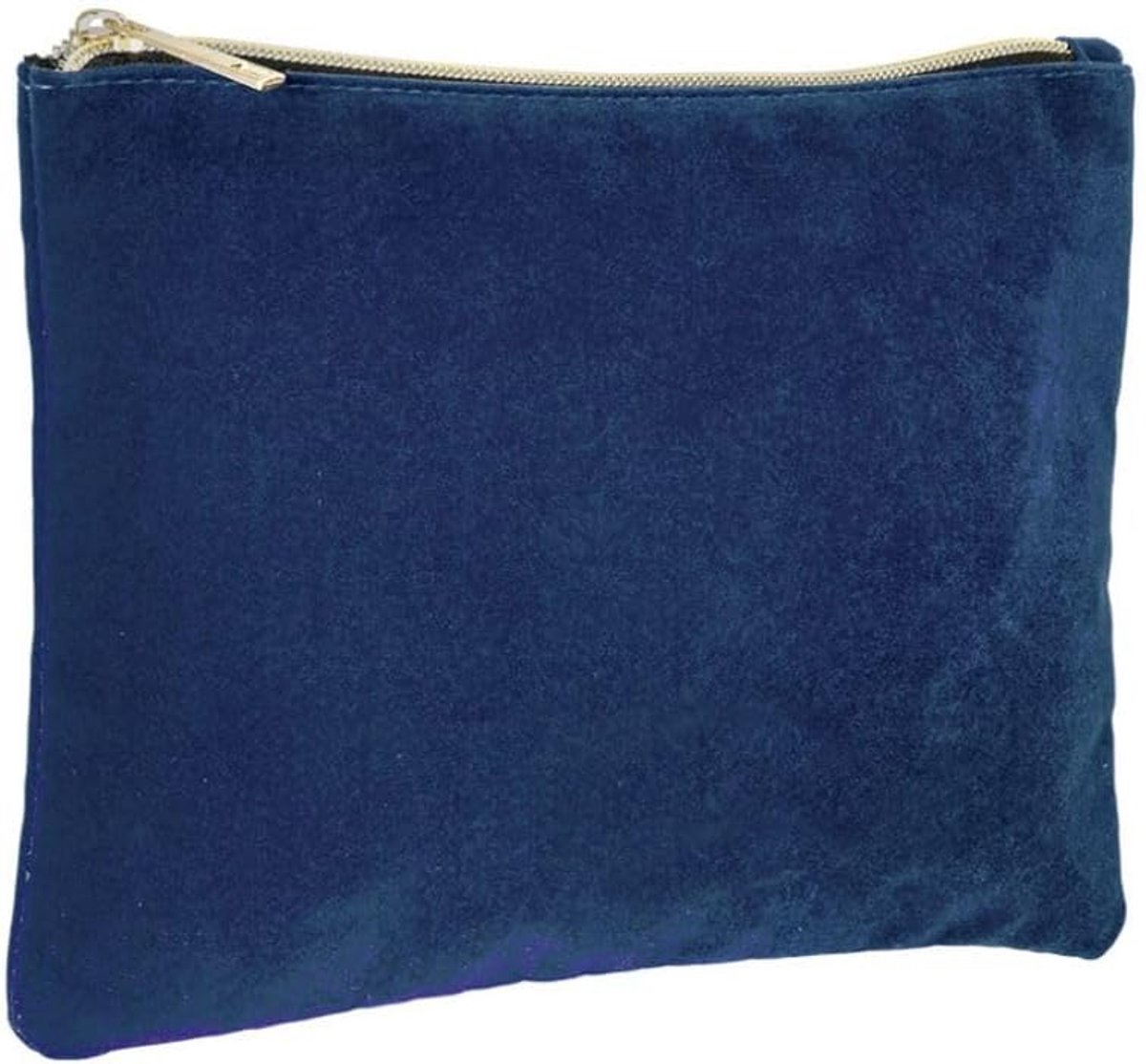 Toilettas van fluweel met gouden ritssluiting, 22,5 x 17,5 cm, binnenkant gevoerd, Donkerblauw, Klassiek