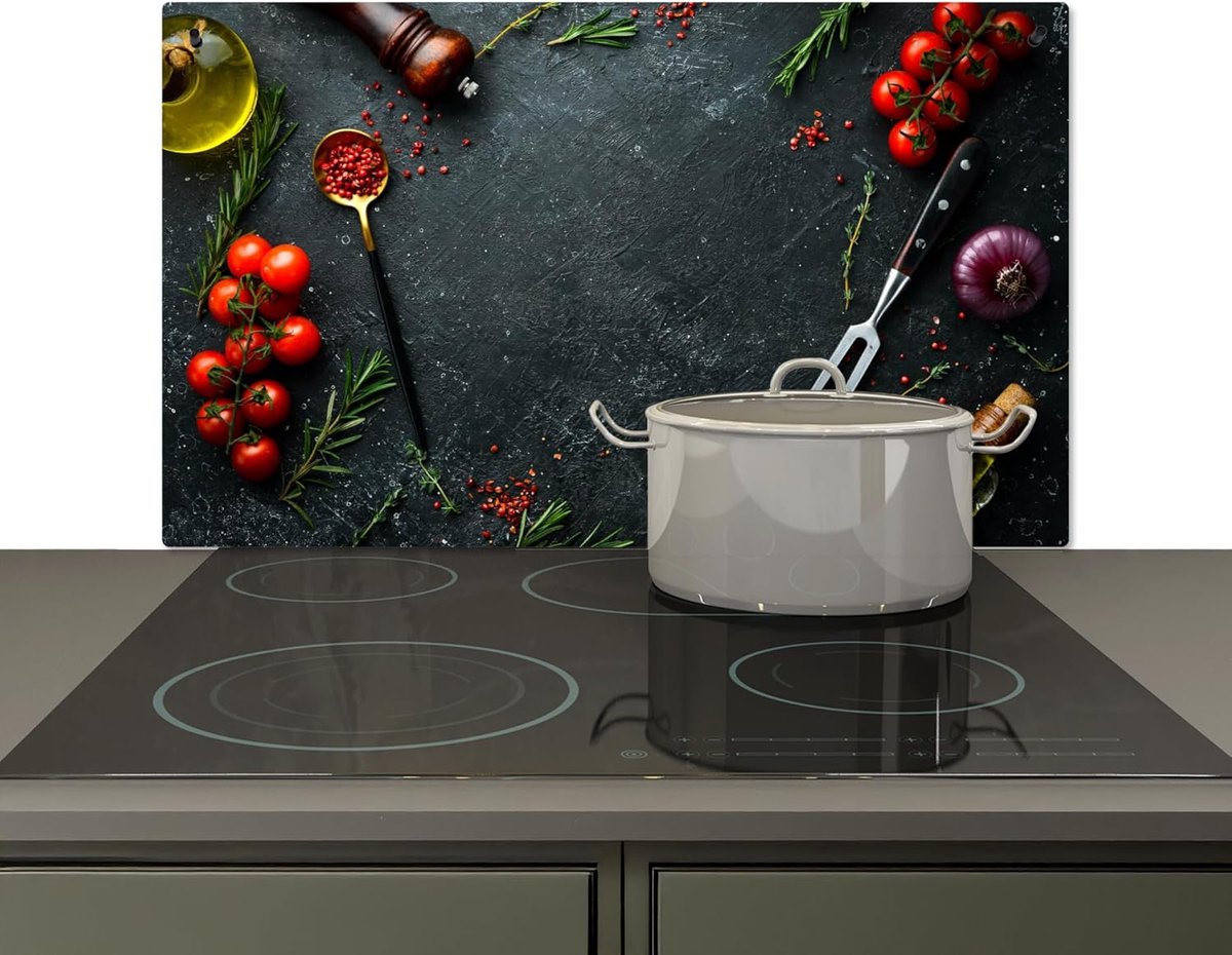 Spatscherm Keuken 51.5x83 cm Kookplaat Achterwand Beschermer Muur Spatwand Fornuis Aluminium Hittebestendig - Stilleven - Kruiden - Italiaans - Specerijen