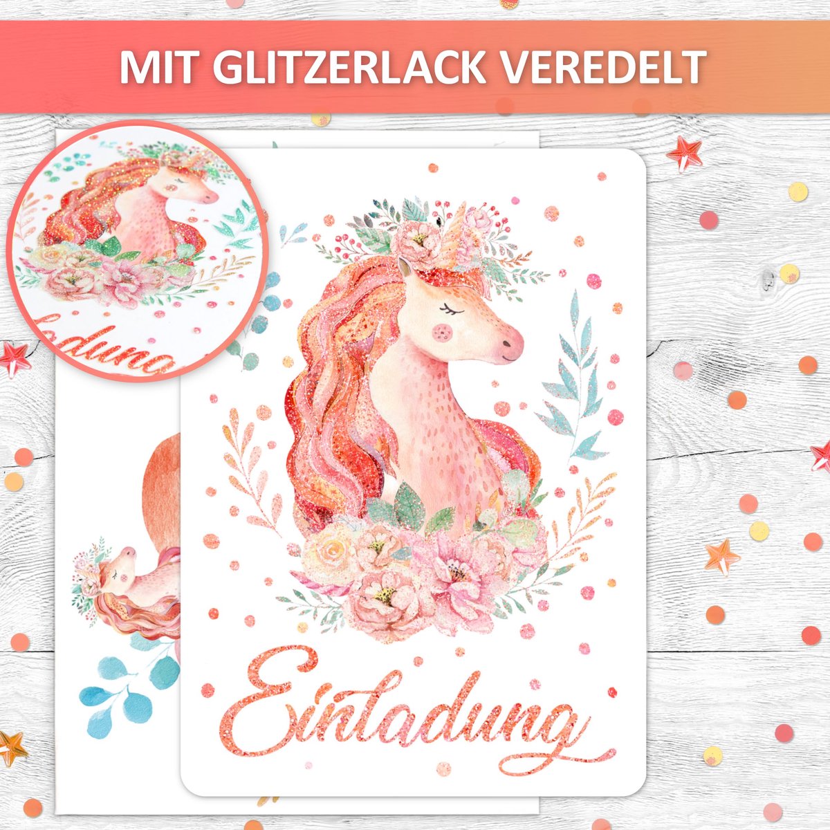 uitnodigingskaarten eenhoorn 12 stuks - glitter - voor kinderverjaardag - vrolijke uitnodigingen - SnelShoppen