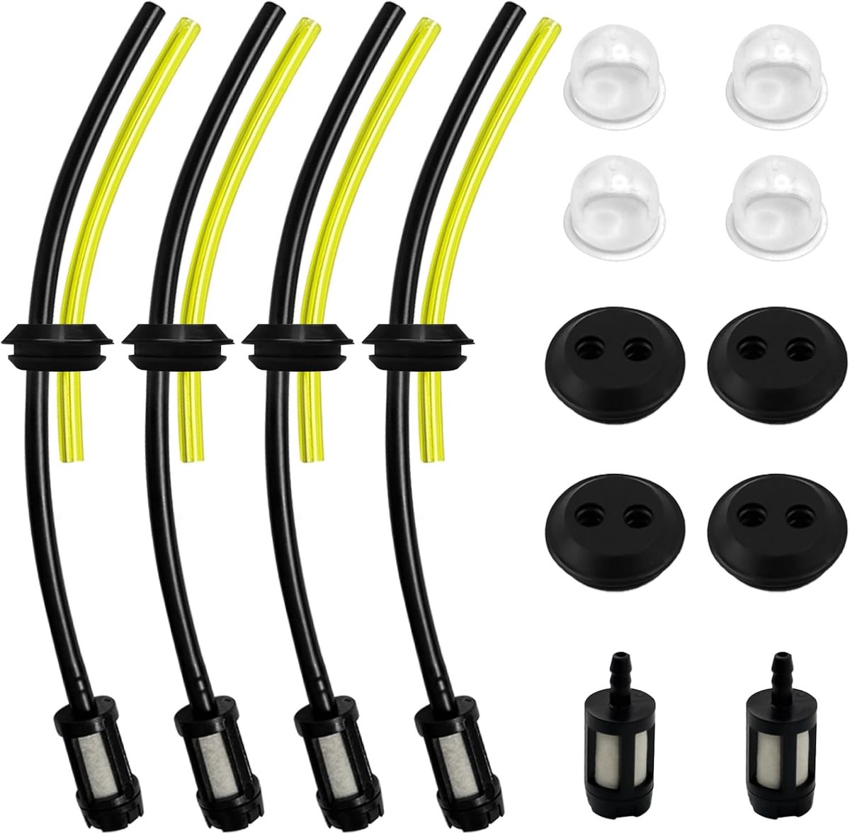 Kit, 14 stuks rubberen reserveonderdelen voor bosmaaier, universele benzineslang met filter, zwart