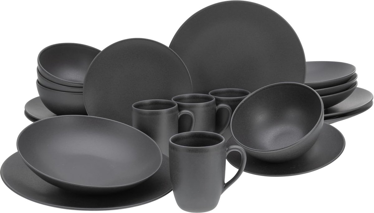 23146, Serie Soft Touch Zwart, Combinatie Service 20 Stuks, Steengoed