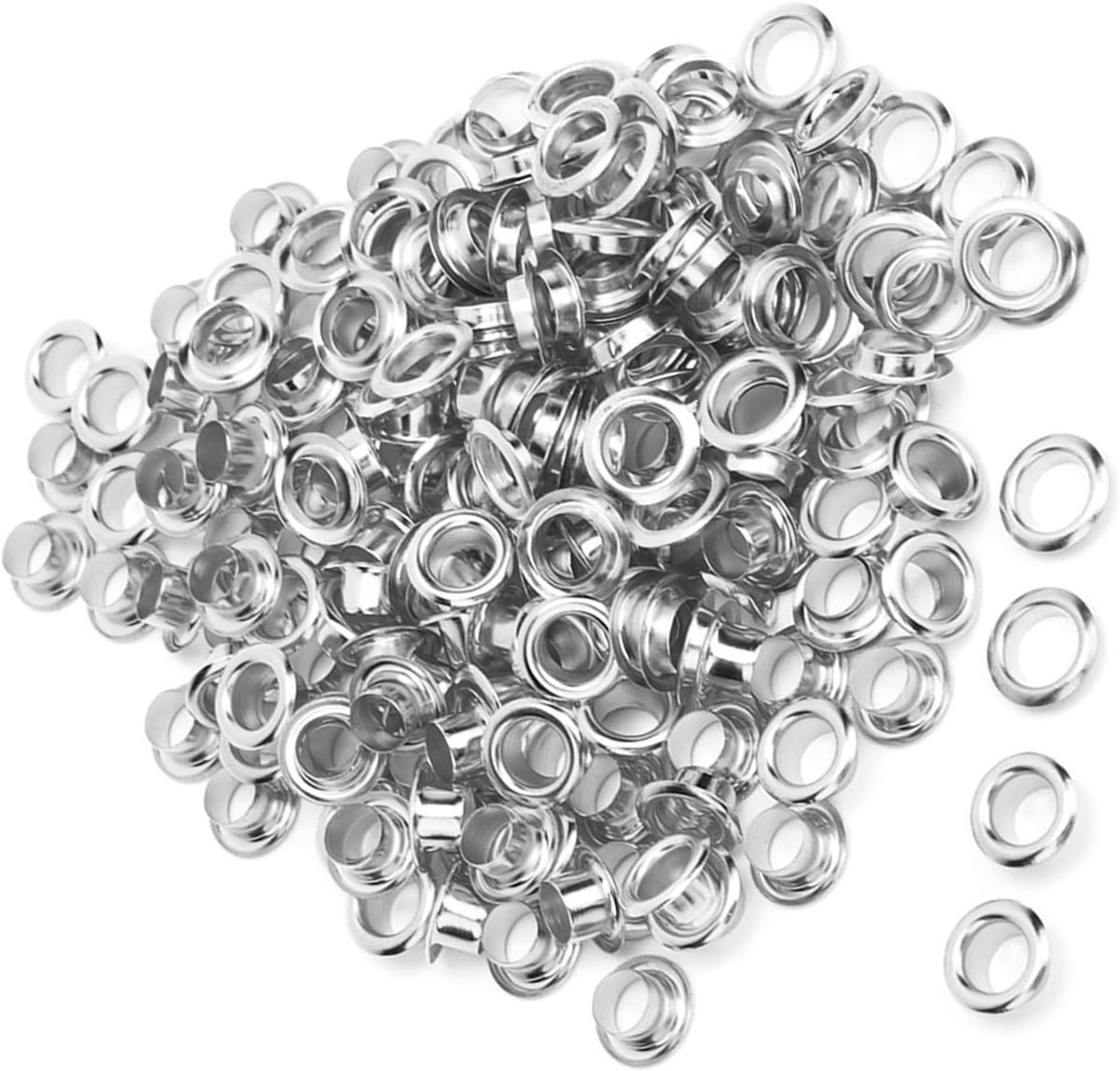 100 STKS 6mm Messing Doorvoertules Oogjes voor Kleding Accessoires Kleding Decor Schoen Riemen Hoeden Tassen met Metalen Ronde Gat voor Leer Craft Scrapbook (SILVER)