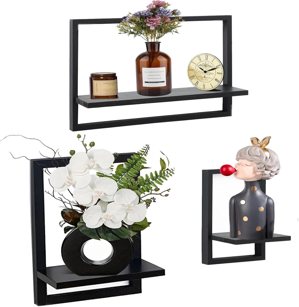Zwevende wandplanken van massief grenenhout, planken voor woonkamer, slaapkamerdecoratie en woondecoratie