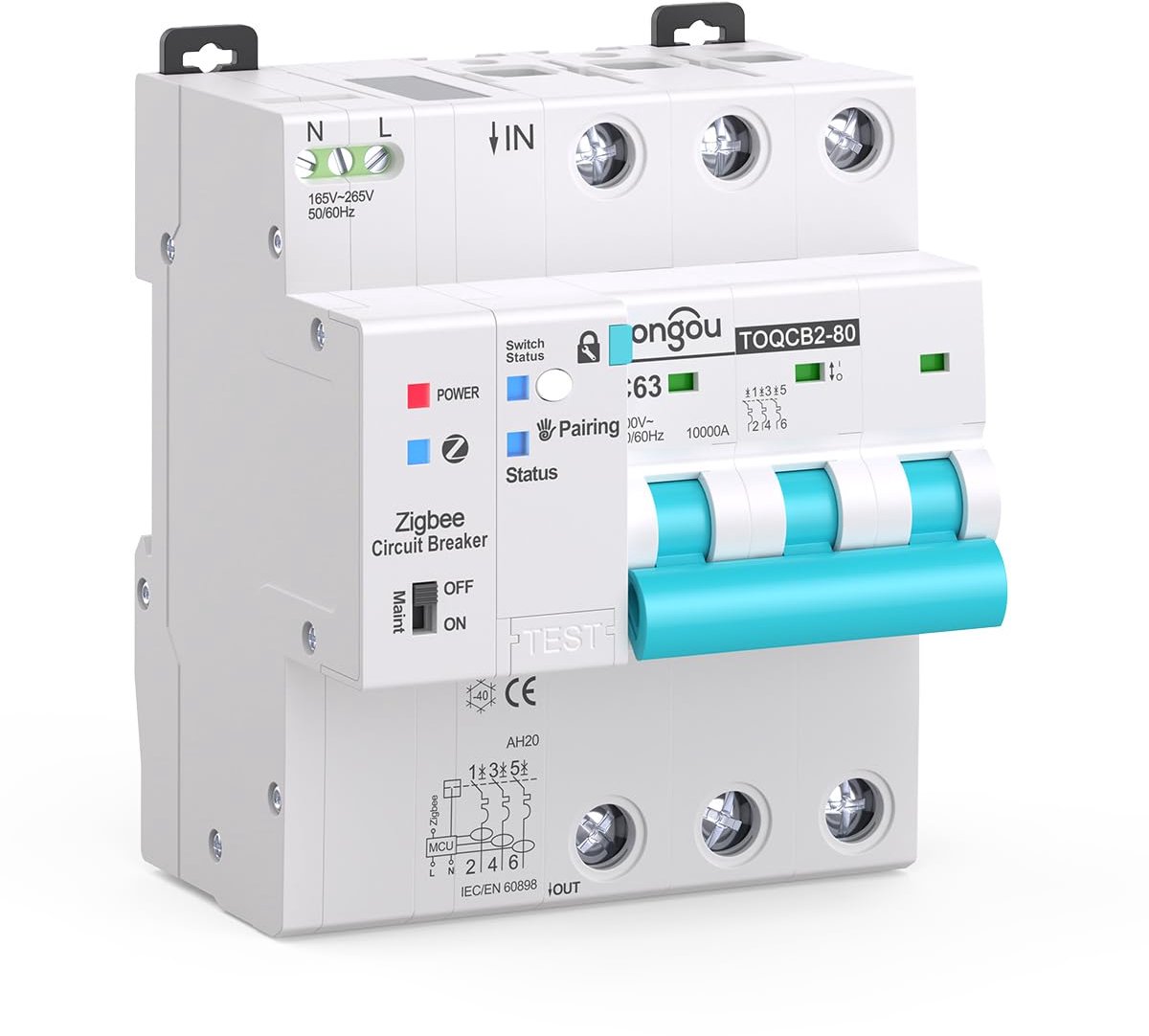 zigbee Intelligent 3P Mini Circuit Breaker with Energy Monitoring, Controlled by Tuya/Smart Life APP DIY TONGOU - ShopVlot