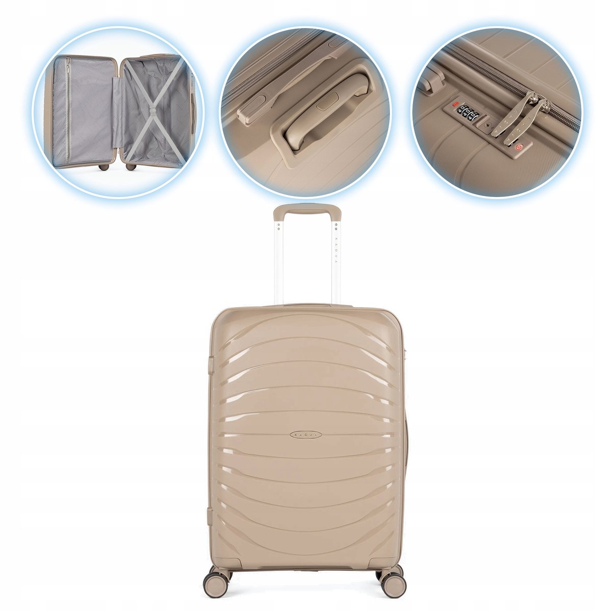 KADVA Brava rijstkoffer 78L, harde schaal, 67,5x45x27,5cm, beige