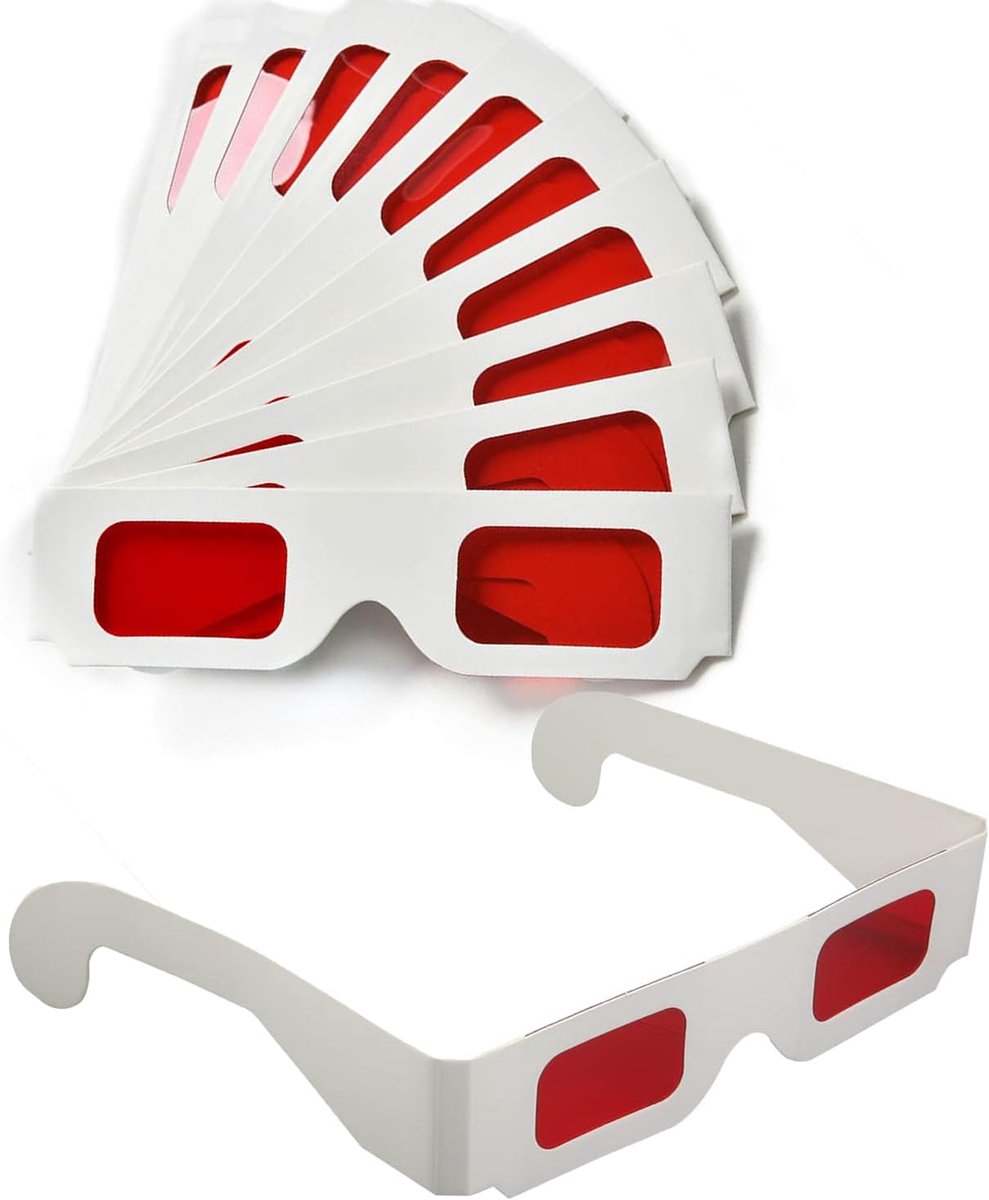 20Pcs Red 3D Glasses Paper red-red 3D Film Glasses Secret Reveal Red Lenses 3D Glasses 3D Viewing Decoder Glasses - ShopVlot