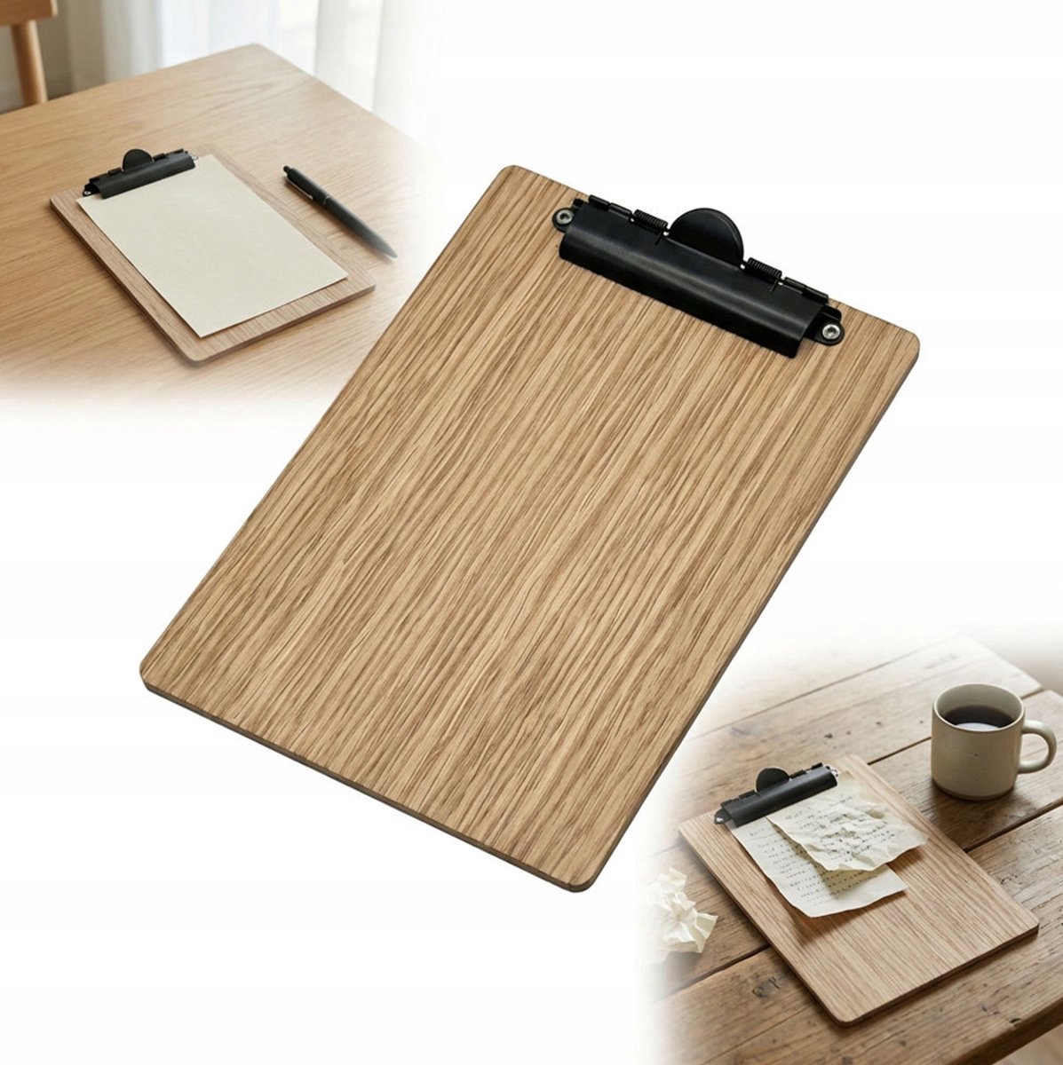 Houten Klembord A5 Eiken met Zwarte Clip - Notities & Werk