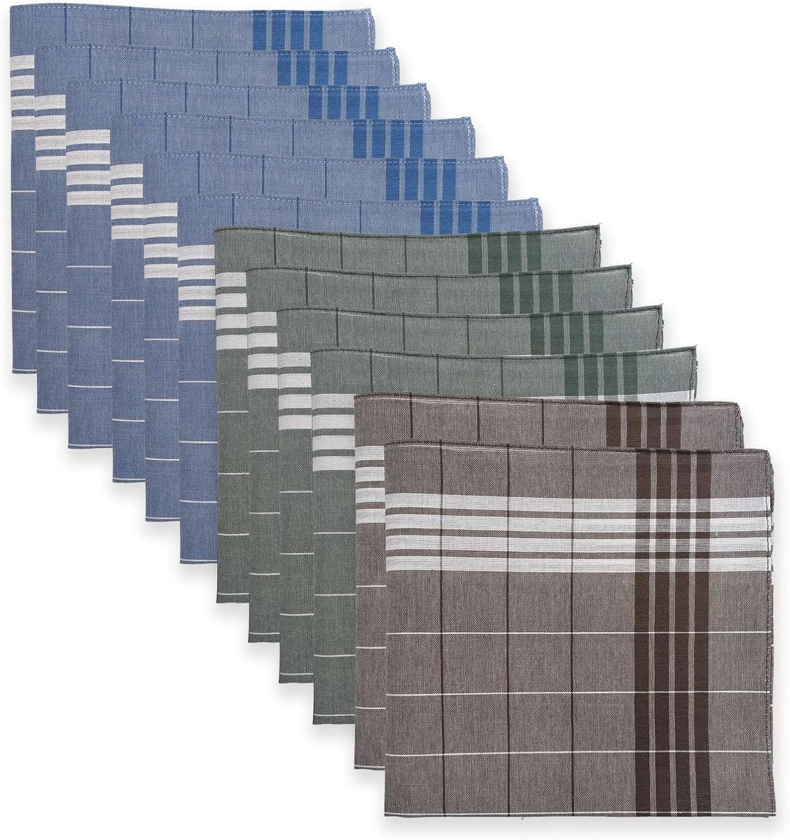Arabia Men's Fabric Handkerchiefs, Pack of 6, Colours, Green, Brown, Blue, Size 40 x 40 cm, 100% Cotton - ShopVlot