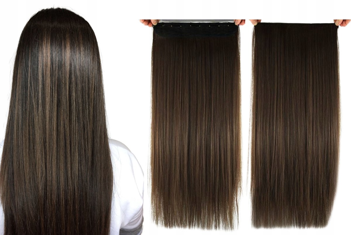 Synthetische Clip-in Haarverlenging - Bruin Recht 60cm