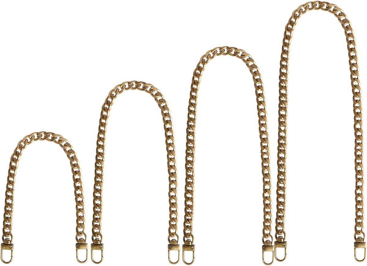 Zakketting, 4 stuks tasketting, metalen ketting, draagriem, gouden ketting voor tas, platte kettingriem, handtaskettingriem, voor handtas, portemonnee, clutch, avondtas (brons)