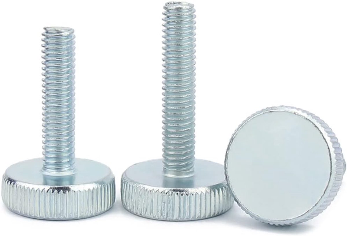 Plat Gekartelde Kop Schroeven Bouten Koolstofstalen Verzinkt Vingerschroeven M4x35mm, 10 pcs